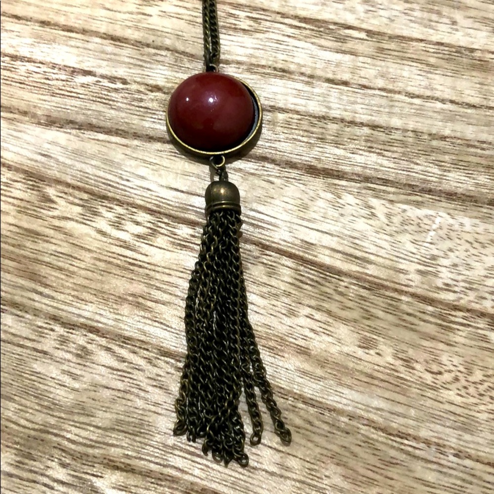 Paparazzi Brass Maroon Necklace Set